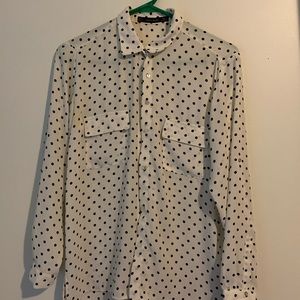 Zara white polka dot blouse